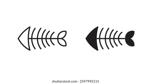 Fish bones line icon vector set.