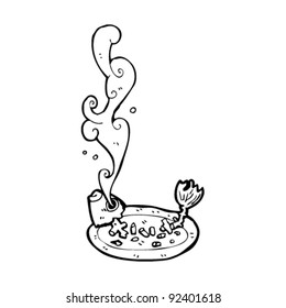 fish bones on plate cartoon