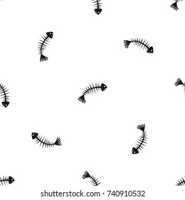 Fish bones pattern repeat seamless in black color for any design. Vector geometric illustration