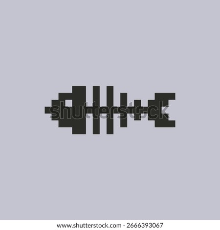 fish bones in pixel art style