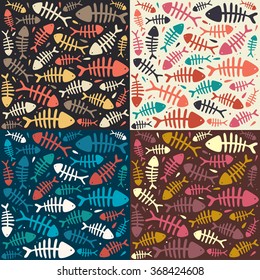 Fish bones seamless pattern