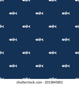 Fish bones Seamless pattern. Fish skeleton sketch, Hand drawn Cartoon Vector illustration.