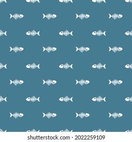 Fish bones Seamless pattern. Fish skeleton sketch, Hand drawn Cartoon Vector illustration.