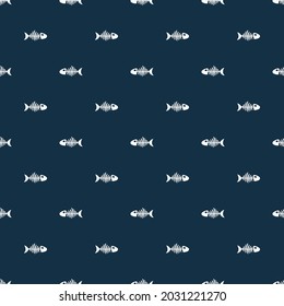 Fish bones Seamless pattern. Fish skeleton sketch, Hand drawn Cartoon Vector illustration.