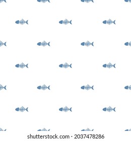 Fish bones Seamless pattern. Fish skeleton sketch, Hand drawn Cartoon Vector illustration.