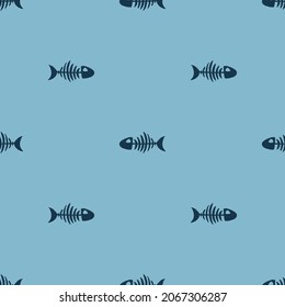 Fish bones Seamless pattern. Fish skeleton sketch, Hand drawn Cartoon Vector illustration.