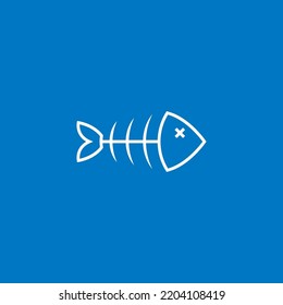 Fish Bones Skeleton Art Symbol Cartoon Vector. Sea Food Restaurant Isolated Sign Simple Clean Dead Fish Logo.