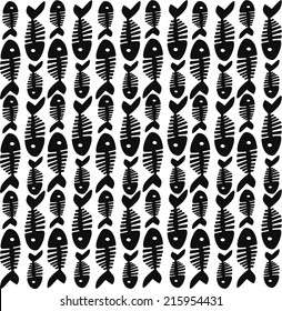 fish bones, the skeleton of a fish dark color as the background