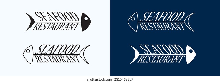fish bones with text, restaurant arrow sign