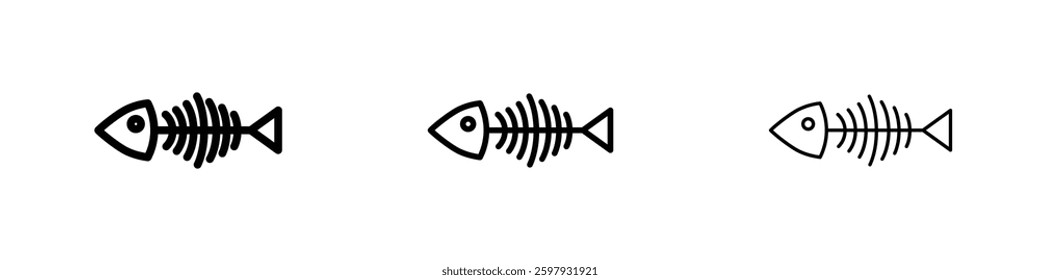 Fish bones thin line vector icon set.