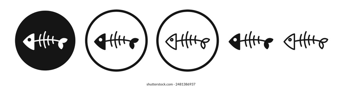 Fish bones vector icon set in black and white color.