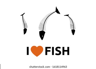 Fish bones vector illustration. Clothes art design