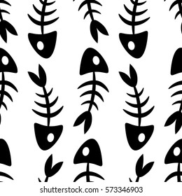 fish bones.Vector seamless pattern. Endless texture can be used for wallpaper,printing on fabric, paper, scrapbooking.
