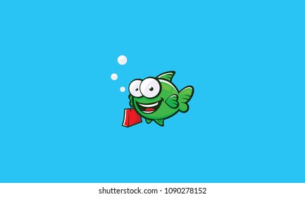 fish book learning character logo
