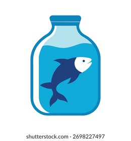 fish in a bottle white background