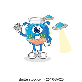 fish bowl alien cartoon mascot vector
