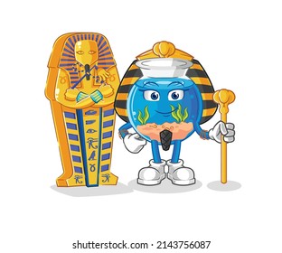 fish bowl ancient egypt cartoon. cartoon mascot vector