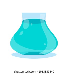 Fish bowl, aquarium cartoon vector illustration. Blue fish tank flat icon isolated on white background