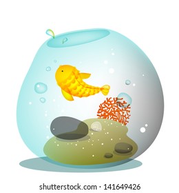 Fish bowl, aquarium with golden fish.