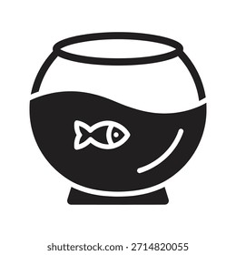 Aquário aquário vetor preto sólido ícone isolado branco fundo marinho animal natação vidro tanque recipiente símbolo gráfico design gráfico