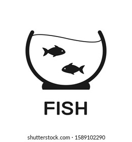 Fish bowl, aquarium vector icon. Logotype design.