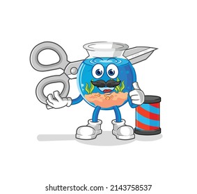 fish bowl barber cartoon. cartoon mascot vector
