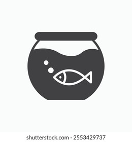 Fish bowl black solid vecor icon