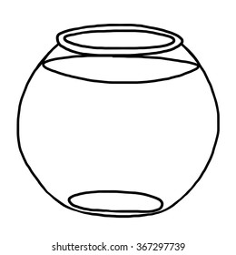 fish bowl / cartoon vector and illustration, black and white, hand drawn, sketch style, isolated on white background.