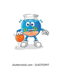 fish bowl dribble basketball character. cartoon mascot vector