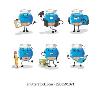 fish bowl education set character. cartoon mascot vector