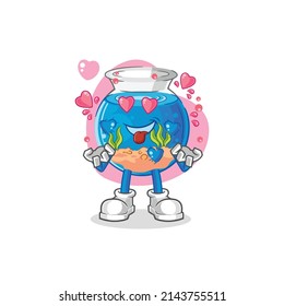 fish bowl fallin love vector. cartoon character