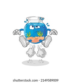 fish bowl fart jumping illustration. character vector