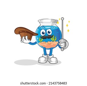 fish bowl fencer character. cartoon mascot vector