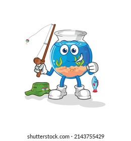 Fish Bowl Fisherman Illustration. Character Vector