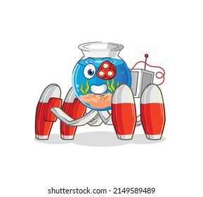 fish bowl future robot vector. cartoon character