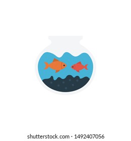 fish bowl glyph flat vector icon