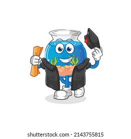 fish bowl graduation vector. cartoon character