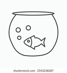 Fish bowl icon in black outlined and solid.