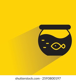 fish bowl icon with drop shadow on yellow background