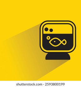 fish bowl icon with drop shadow on yellow background