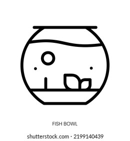 Fish Bowl Icon. Line Art Style Design Isolated On White Background