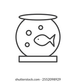 Fish bowl icon. line style vector icon.