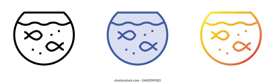 fish bowl icon. Linear, Blue Fill and Gradient Style Design Isolated On White Background