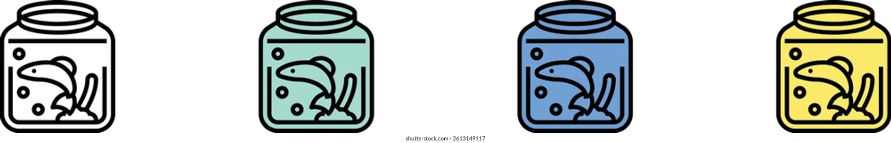 fish bowl icon. Outline, Green, Blue and Yellow Style Design Isolated On White Background