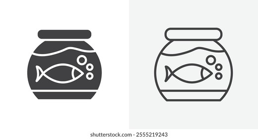 Fish bowl icon. outlined vector style.