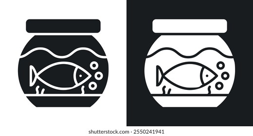 Fish bowl icon pack in black color.