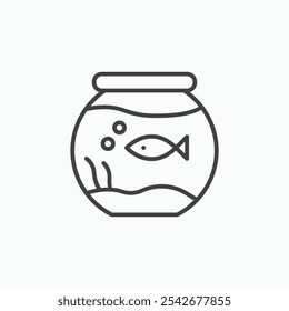 Fish bowl icon set in black color