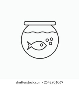 Fish bowl icon set vector in black and white colors