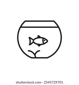 Ícone de bacia de peixe Contorno fino simples