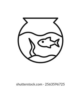 Fish bowl icon Simple thin line flat symbol